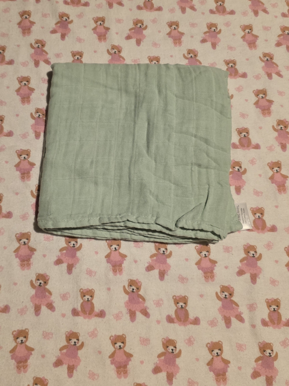 5/$20 Amazing Zebra Light Sage Muslin Baby Breathable Swaddle